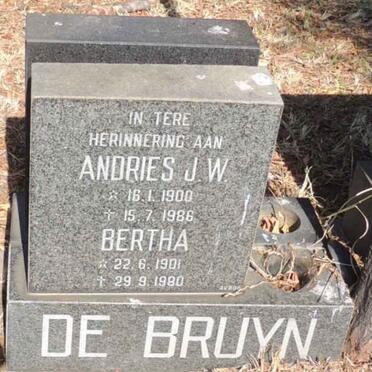 BRUYN Andries J.W., de 1900-1986 & Bertha 1901-1980