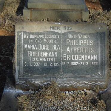 BRIEDENHANN Philippus Albertus 1892-1965 & Maria Dorothea VENTER 1897-1953