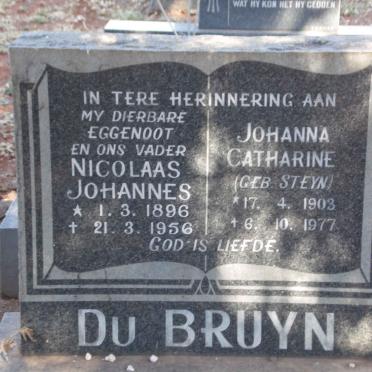 BRUYN Nicolaas Johannes, du 1896-1956 &amp; Johanna Catharine STEYN 1903-1977