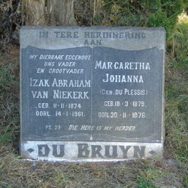 BRUYN Izak Abraham van Niekerk, du 1874-1961 &amp; Margaretha Johanna DU PLESSIS 1879-1976