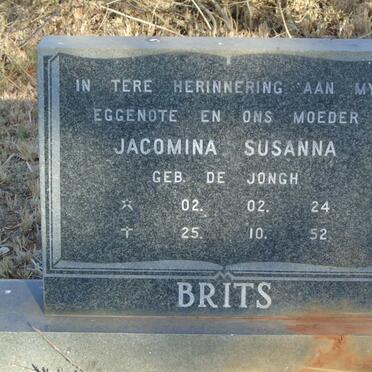 BRITS Jacomina Susanna nee DE JONGH 1924-1952