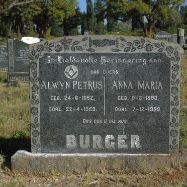 BURGER Alwyn Petrus 1892-1959 &amp; Anna Maria 1890-1959