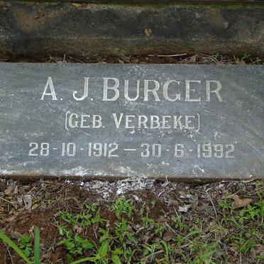 BURGER A.J. nee VERBEKE 1912-1992