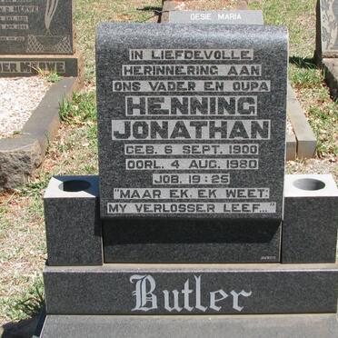 BUTLER Henning Jonathan 1900-1980