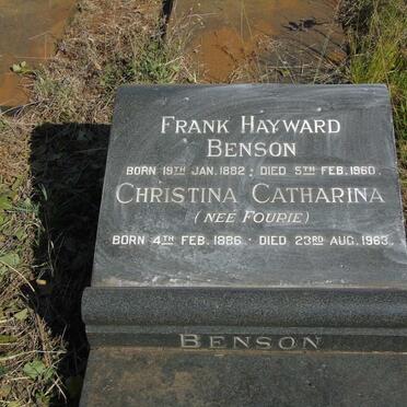 BENSON Frank Hayward 1882-1960 & Christina Catharina FOURIE 1886-1963