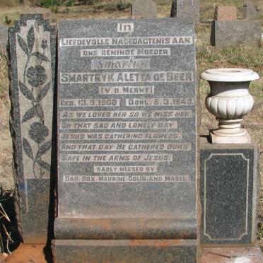 BEER Smartryk Aletta, de nee V.D. MERWE 1900-1940