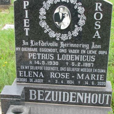 BEZUIDENHOUT Petrus Lodewicus 1930-1997 &amp; Elena Rose-Marie DE JAGER 1934-2020