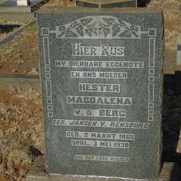 BERG Hester Magdalena, v.d. nee JANSEN VAN RENSBURG 1865-1938