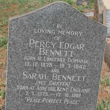 BENNETT Percy Edgar 1875-1942 & Sarah CAISTER 1875-1962