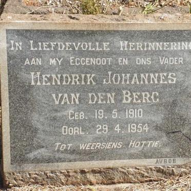 BERG Hendrik Johannes, van den 1910-1954