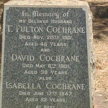 COCHRANE T. Fulton -1912 &amp; Isabella -1947 :: COCHRANE David -1931