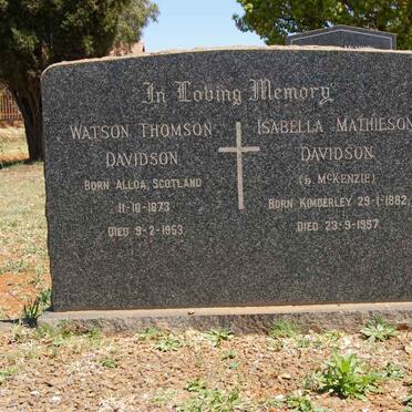 DAVIDSON Watson Thomson 1873-1953 &amp; Isabella Mathieson McKENZIE 1882-1957