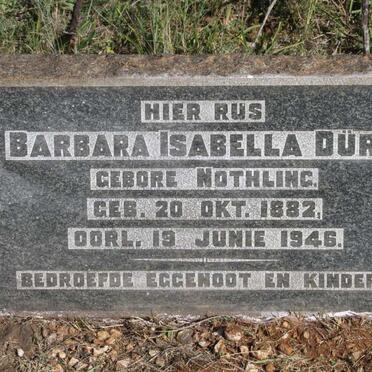 DURR Barbara Isabella nee NOTHLING 1882-1946