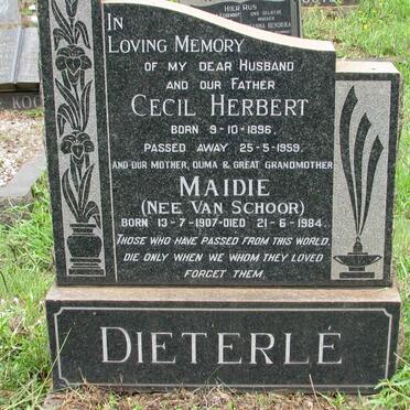 DIETERLÉ Cecil Herbert 1896-1959 &amp; Maidie VAN SCHOOR 1907-1984