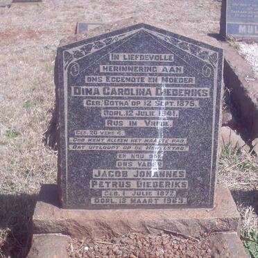 DIEDERIKS Jacob Johannes Petrus 1872-1963 &amp; Dina Carolina 1875-1941