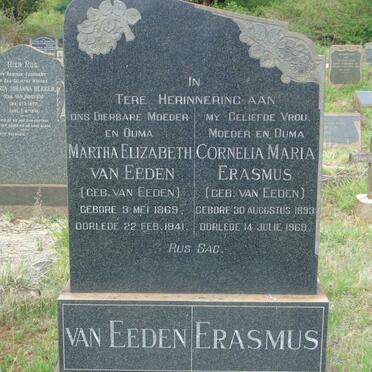 EEDEN Martha Elizabeth, van nee VAN EEDEN 1869-1941 :: ERASMUS Cornelia Maria nee VAN EEDEN 1893-1969