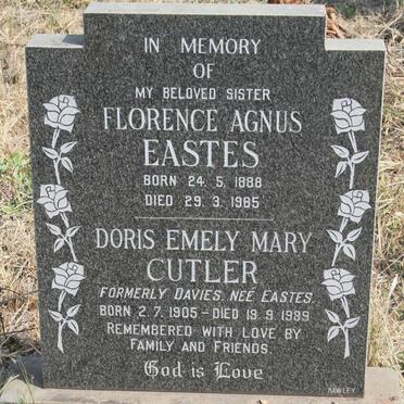 EASTES Florence Agnus 1888-1985 :: CUTLER Doris Emely Mary formerly DAVIES nee EASTES 1905-1989