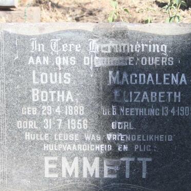 EMMETT Louis Botha 1888-1956 & Magdalena Elizabeth NEETHLING 1909-