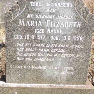 FOURIE Maria Elizabeth nee NAUDE 1917-1956