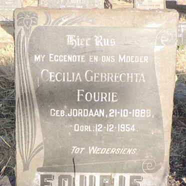 FOURIE Cecilia Gebrechta nee JORDAAN 1889-1954