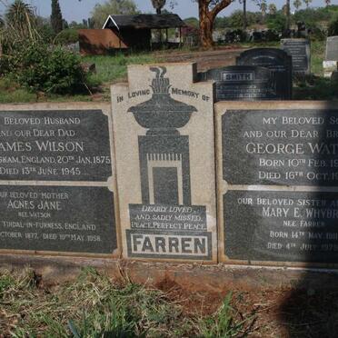 FARREN James Wilson 1875-1945 & Agnes Jane WATSON 1877-1958 :: FARREN George Watson 1907-1945 :: WHYBROW Mary E. nee FARREN 1911-1979