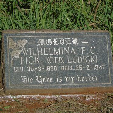 FICK Wilhelmina F.C. nee LUDICK 1890-1947