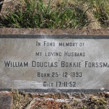 FORSSMAN William Douglas 1893-1952