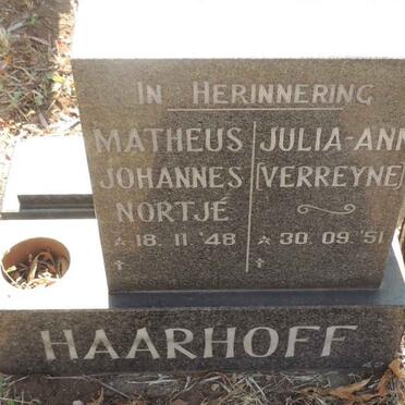 HAARHOFF Matheus Johannes Nortje 1948-  & Julia-Ann VERREYNE 1951- 