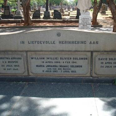 SOLOMON William Oliver 1880-1941 &amp; Maria Johanna VAN DEN HEEVER