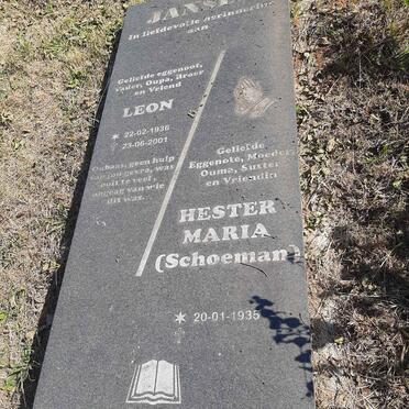 JANSEN Leon 1936-2001 &amp; Hester Maria SCHOEMAN 1935-