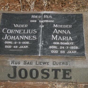 JOOSTE Cornelius Johannes -1938 & Anna Maria SCHOLTZ -1958
