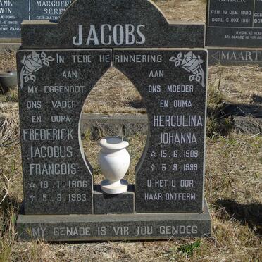 JACOBS Frederick Jacobus Francois 1906-1983 &amp; Herculina Johanna 1909-1999