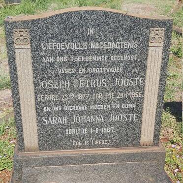 JOOSTE Joseph Petrus 1877-1956 &amp; Sarah Johanna -1967