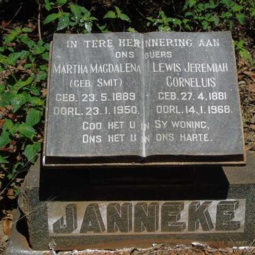JANNEKE Lewis Jeremiah Cornelius 1881-1968 & Martha Magdalena SMIT 1889-1950