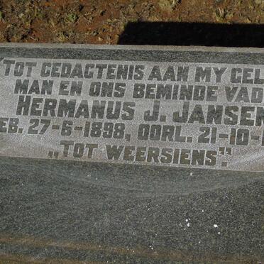 JANSEN Hermanus J. 1898-1937