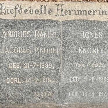 KNOBEL Andries Daniel Jacobus 1889-1956 & Agnes RANKIN 1896-1976
