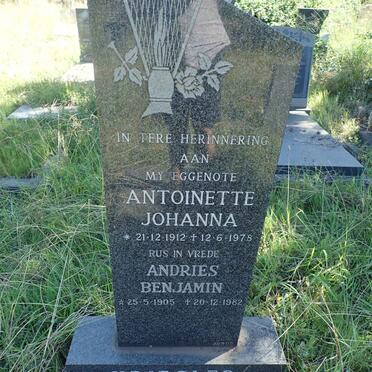 KRIEGLER Andries Benjamin 1905-1982 &amp; Antoinette Johanna 1912-1978