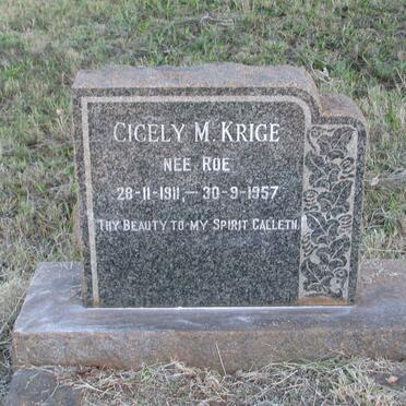 KRIGE Cicely M. nee ROE 1911-1957