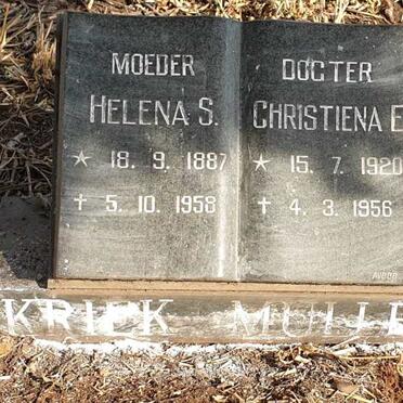 KRIEK Helena S. 1887-1958 :: MULLER Christiena E. 1920-1956