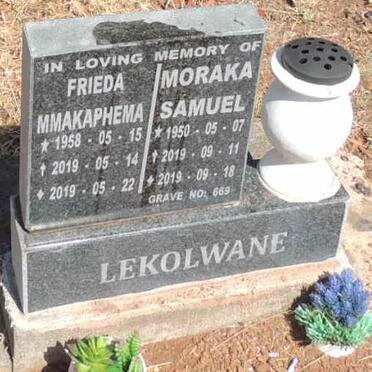 LEKOLWANE Moraka Samuel 1950-2019 & Frieda Mmakaphema 1958-2019