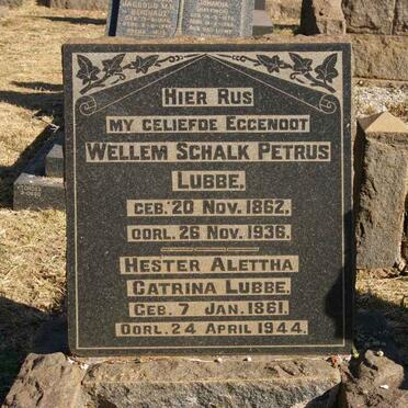LUBBE Wellem Schalk Petrus 1862-1936 &amp; Hester Alettha Catrina 1861-1944