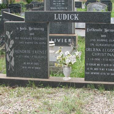 LUDICK Hendrik Erenst 1896-1973 &amp; Orliena Elgonna Christina 1906-1998