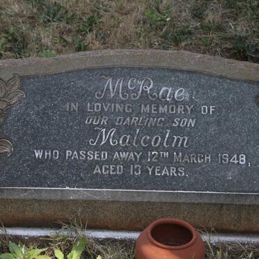 MCRAE Allan 1904-1980 &amp; Beatrice 1904-1996 :: MCRAE Malcolm -1948