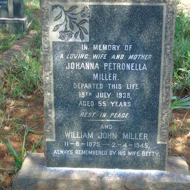 MILLER William John 1875-1945 & Johanna Petronella -1938