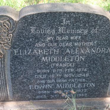 MIDDLETON Edwin 1873-1959 &amp; Elizabeth Alexandra FRANCE 1874-1948