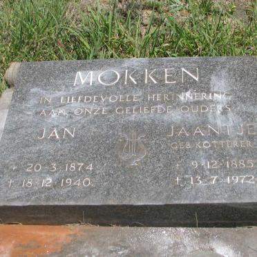 MOKKEN Jan 1874-1940 &amp; Jaantje KOTTERER 1885-1972
