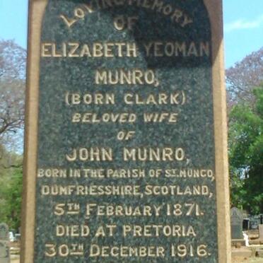 MUNRO Elizabeth Yeoman nee CLARK 1871-1916