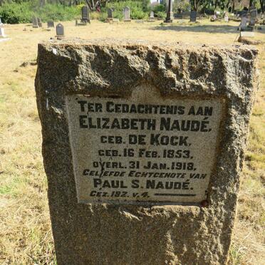 NAUDE Elizabeth nee DE KOCK 1853-1918