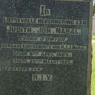 NABAL Judith Joh. nee O'DWYER 1889-1920