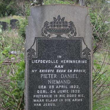 NIEMAND Pieter Daniel 1922-1939 